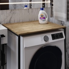 Стелаж-полиця Бафрум 401 Ferrum-decor для пральної машини 90x70,5x60,5 Чорний метал ДСП Дуб Евок Прибережний 16 мм (FRD-107574)