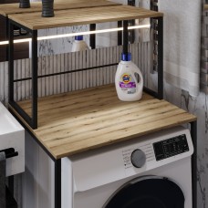 Стеллаж полка Бафрум 402 Ferrum-decor для стиральной машины 133,5x70,5x60,5 Черный металл ДСП Дуб Евок Прибрежный 16 мм (FRD-107584)