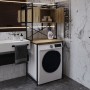 Стеллаж полка Бафрум 404 Ferrum-decor для стиральной машины 178x70,5x60,5 Черный металл ДСП Дуб Евок Прибрежный 16 мм (FRD-107604)