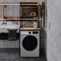 Стеллаж полка Бафрум 404 Ferrum-decor для стиральной машины 178x70,5x60,5 Черный металл ДСП Дуб Евок Прибрежный 16 мм (FRD-107604)