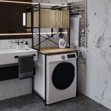 Стелаж-полиця Бафрум 404 Ferrum-decor для пральної машини 178x70,5x60,5 Чорний метал ДСП Дуб Евок Прибережний 16 мм (FRD-107604)