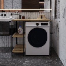 Стелаж-полиця Бафрум 405 Ferrum-decor для пральної машини 90x101x60,5 Чорний метал ДСП Дуб Евок Прибережний 16 мм (FRD-107614)