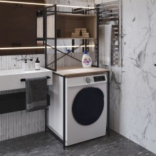 Стеллаж полка Бафрум 403 Ferrum-decor для стиральной машины 178x70,5x60,5 Черный металл ДСП Дуб Сан-Марино 16 мм (FRD-107374)