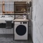 Стелаж-полиця Бафрум 403 Ferrum-decor для пральної машини 178x70,5x60,5 Чорний метал ДСП Дуб Сан-Марино 16 мм (FRD-107374)