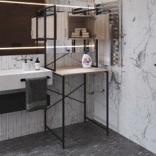 Стелаж-полиця Бафрум 404 Ferrum-decor для пральної машини 178x70,5x60,5 Чорний метал ДСП Дуб Сан-Марино 16 мм (FRD-107384)
