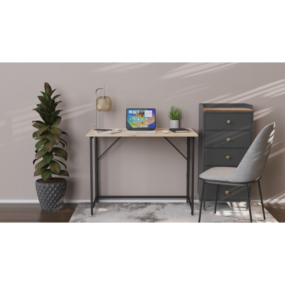 Стол раскладной Морис 900 Ferrum-decor 750x900x500 Черный металл ДСП Дуб Сан-Марино 16 мм (FRD-107314)
