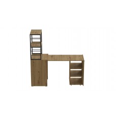 Стіл-тумба трансформер Смарт 4/2 з етажеркою Ferrum-decor 1430x1450x600 Чорний метал ДСП Дуб Артизан 16 мм (FRD-106924)