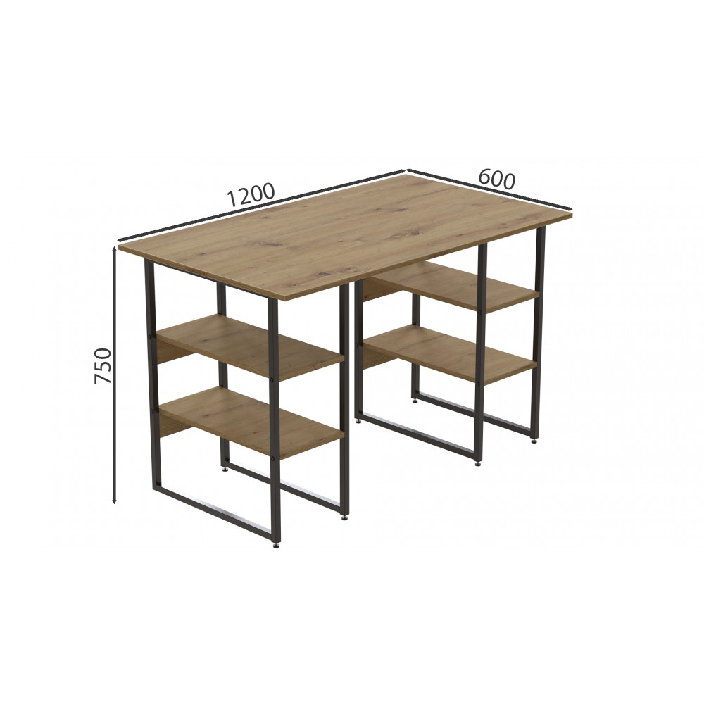 Компьютерный стол Ferrum-decor Карэн 75x120x60 черный ДСП Дуб Артизан 16мм (FRD-107244)