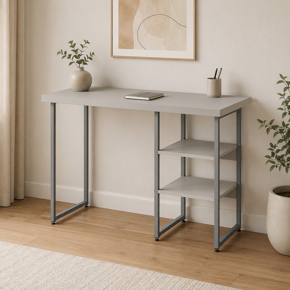 Стол письменный Кевин Ferrum-decor 75x140x60 Серый металл ДСП Кашемир 32 мм (FRD-108134)