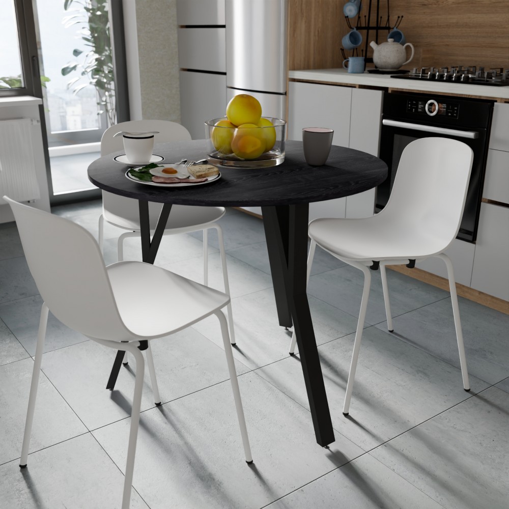 Круглий стіл MARSI 3 870-3 Ferrum-decor 750x870x870 Чорний метал ДСП Каштан Арвадонна 16 мм (FRD-107514)
