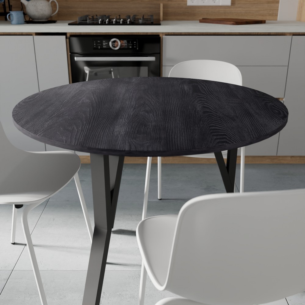 Круглий стіл MARSI 3 870-3 Ferrum-decor 750x870x870 Чорний метал ДСП Каштан Арвадонна 16 мм (FRD-107514)