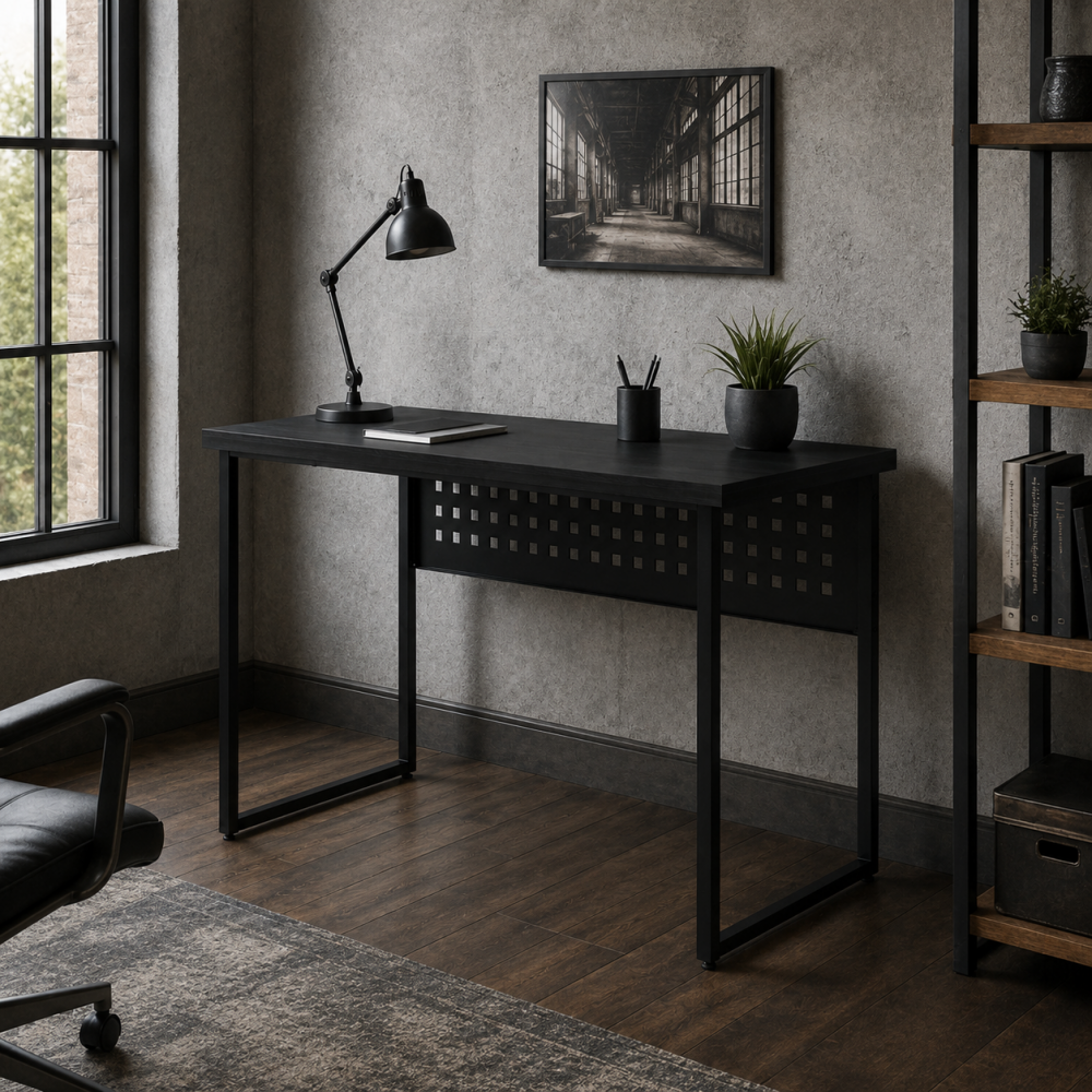 Стол письменный Майк Ferrum-decor 75x100x60 Черный металл ДСП Каштан Арвадонна 32 мм (FRD-108264)