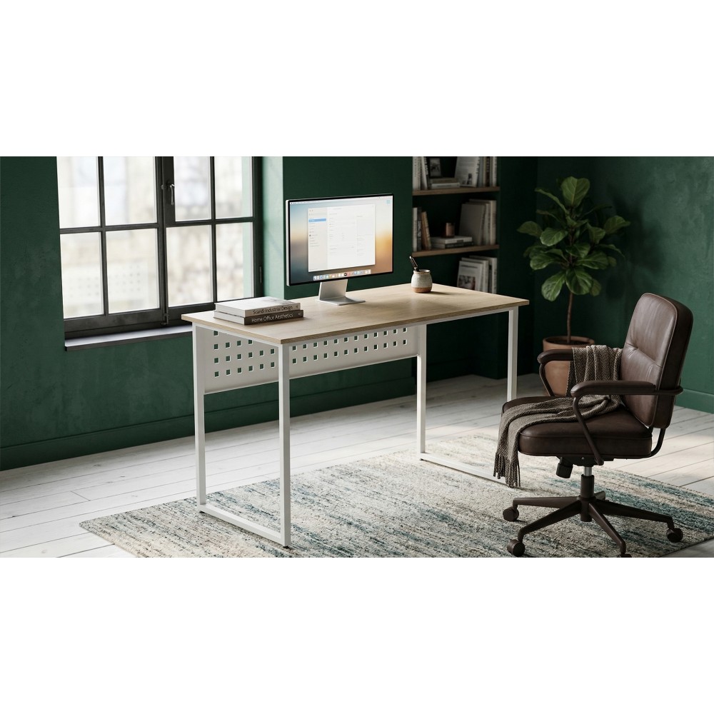 Стол письменный Майк Ferrum-decor 75x100x60 Белый металл ДСП Дуб Кремона Торро 16 мм (FRD-108334)
