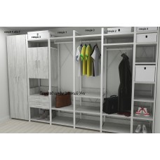Шафа Гардероб Уні секція 5 серії Конект Ferrum-decor 220x60x50 см Білий метал ДСП Бетон 32 мм (FRD-106884)