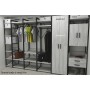 Шафа Гардероб Уні секція 7 серії Конект Ferrum-decor 220x60x50 см Чорний метал ДСП Бетон 16 мм (FRD-106904)