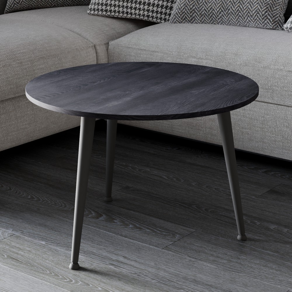 Стол журнальный круглый OPTIMA 1 ноги на конус Ferrum-decor 450x670x670 Черный металл ДСП Каштан Арвадонна 16 мм (FRD-107534)