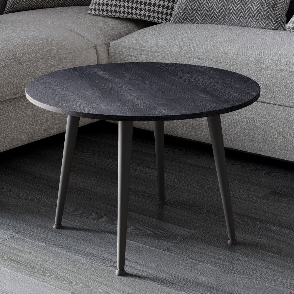 Стол журнальный круглый OPTIMA 2 ноги на конус Ferrum-decor 450x670x670 Черный металл ДСП Каштан Арвадонна 16 мм (FRD-107544)