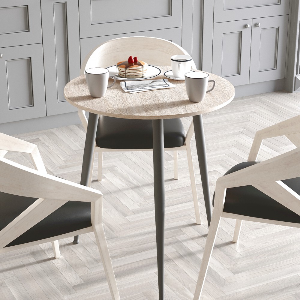 Круглий стіл OPTIMA 3 ніжки конусні Ferrum-decor 750x670x670 Чорний метал ДСП Дуб Сонома 16 мм (FRD-107444)