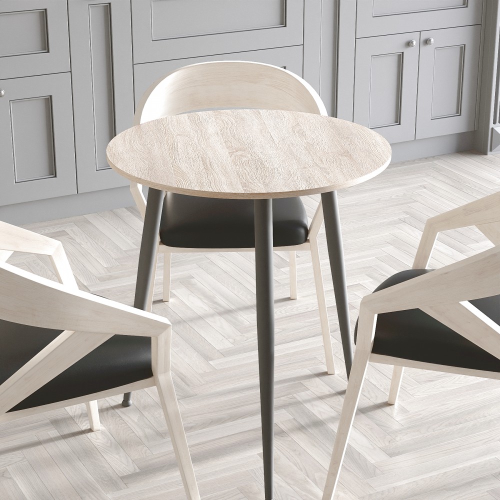Круглий стіл OPTIMA 3 ніжки конусні Ferrum-decor 750x670x670 Чорний метал ДСП Дуб Сонома 16 мм (FRD-107444)