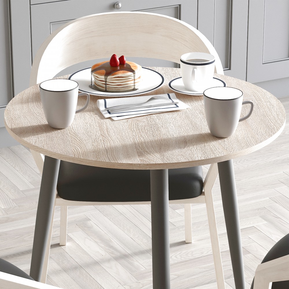 Круглий стіл OPTIMA 3 ніжки конусні Ferrum-decor 750x670x670 Чорний метал ДСП Дуб Сонома 16 мм (FRD-107444)
