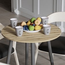 Круглий стіл OPTIMA 4 ніжки конусні Ferrum-decor 750x670x670 Чорний метал ДСП Дуб Евок Прибережний 16 мм (FRD-107564)