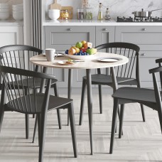 Круглий стіл OPTIMA 5 ніжки конусні Ferrum-decor 750x900x900 Чорний метал ДСП Дуб Сонома 16 мм (FRD-107484)