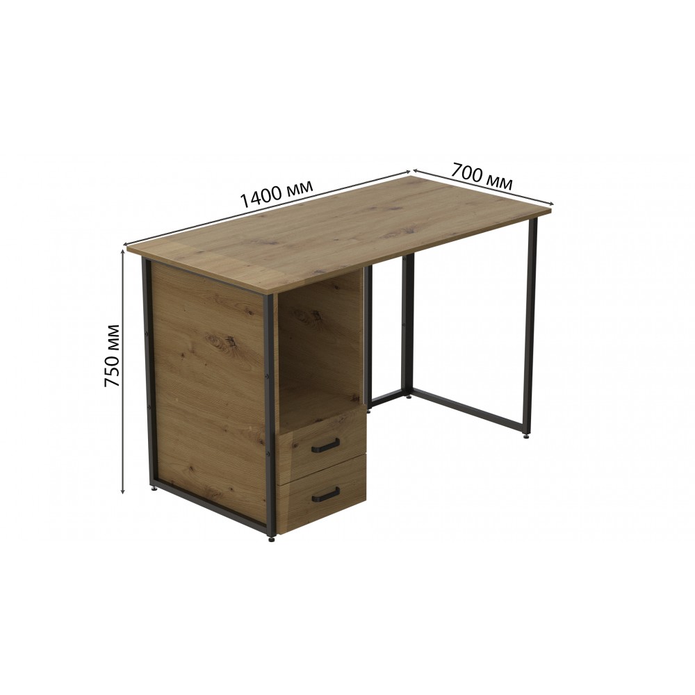 Компьютерный стол Ferrum-decor Отто 76x140x70 черный ДСП Дуб Артизан 32мм (FRD-107024)