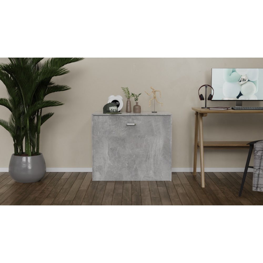 Ліжко трансформер тумба ASCET 2 Ferrum-decor 650x2000x700 Чорний метал ДСП Бетон 16 мм (FRD-107334)