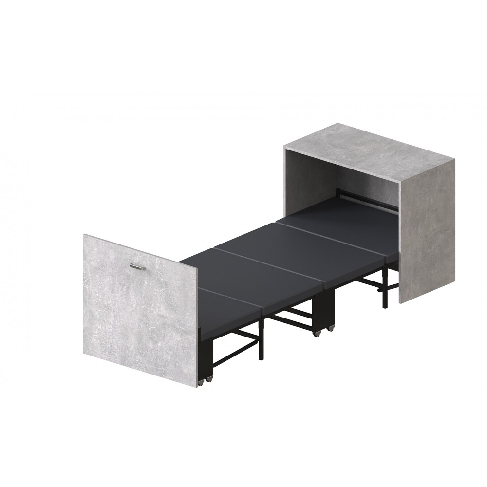 Ліжко трансформер тумба ASCET 2 Ferrum-decor 650x2000x700 Чорний метал ДСП Бетон 16 мм (FRD-107334)