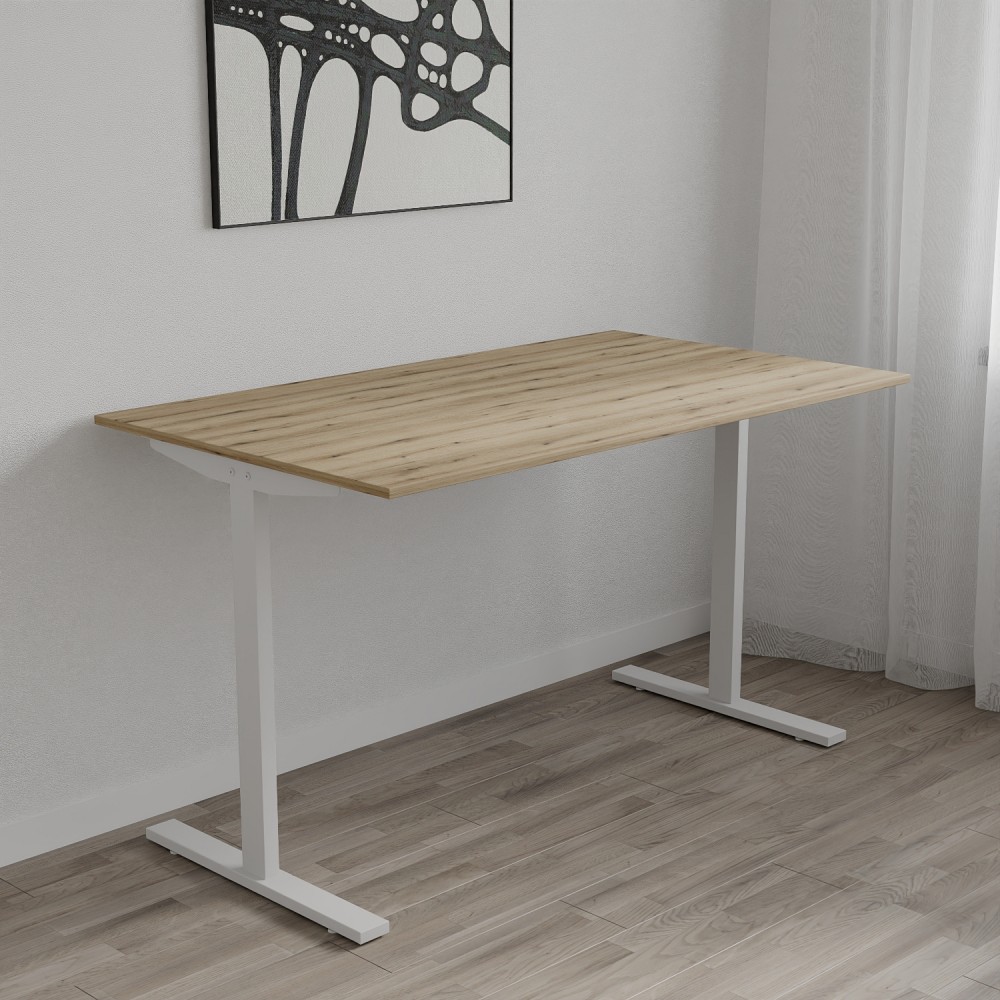 Стол письменный Space Ferrum-decor 750x1000x600 Белый металл ДСП Дуб Евок Прибрежный 16 мм (FRD-107854)