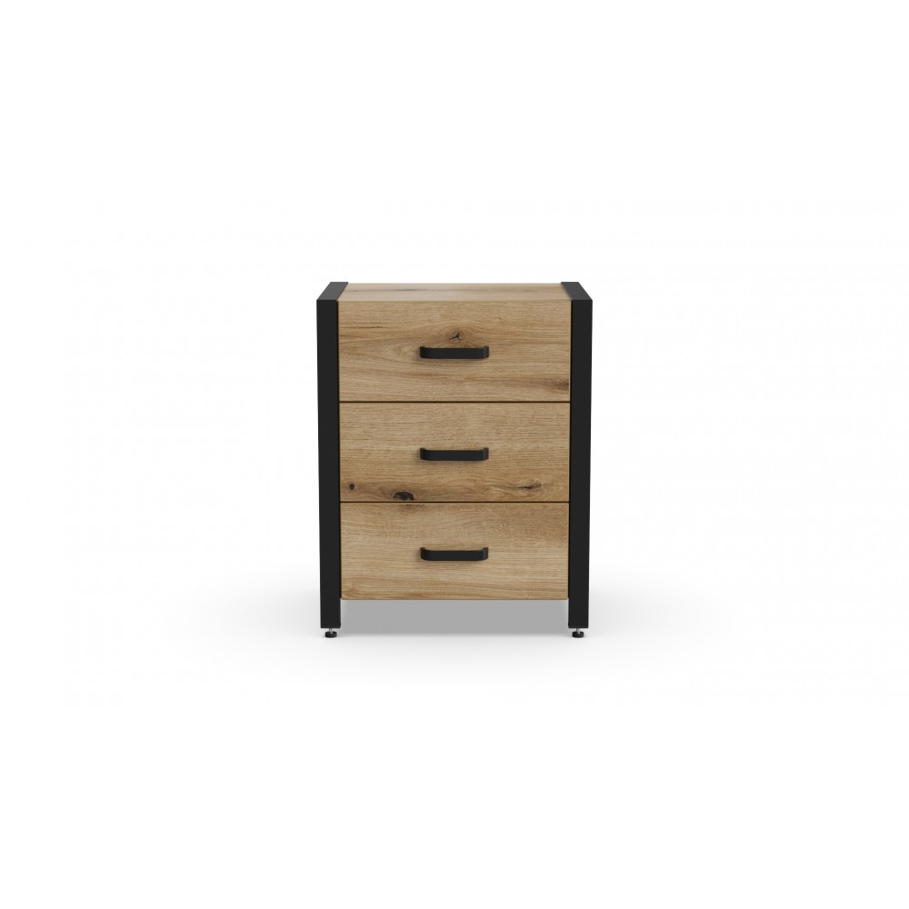 Тумба универсальная Ferrum-decor Вивьен 3 50x41x40 черный ДСП Дуб Евок Прибрежный 16мм (FRD-107744)