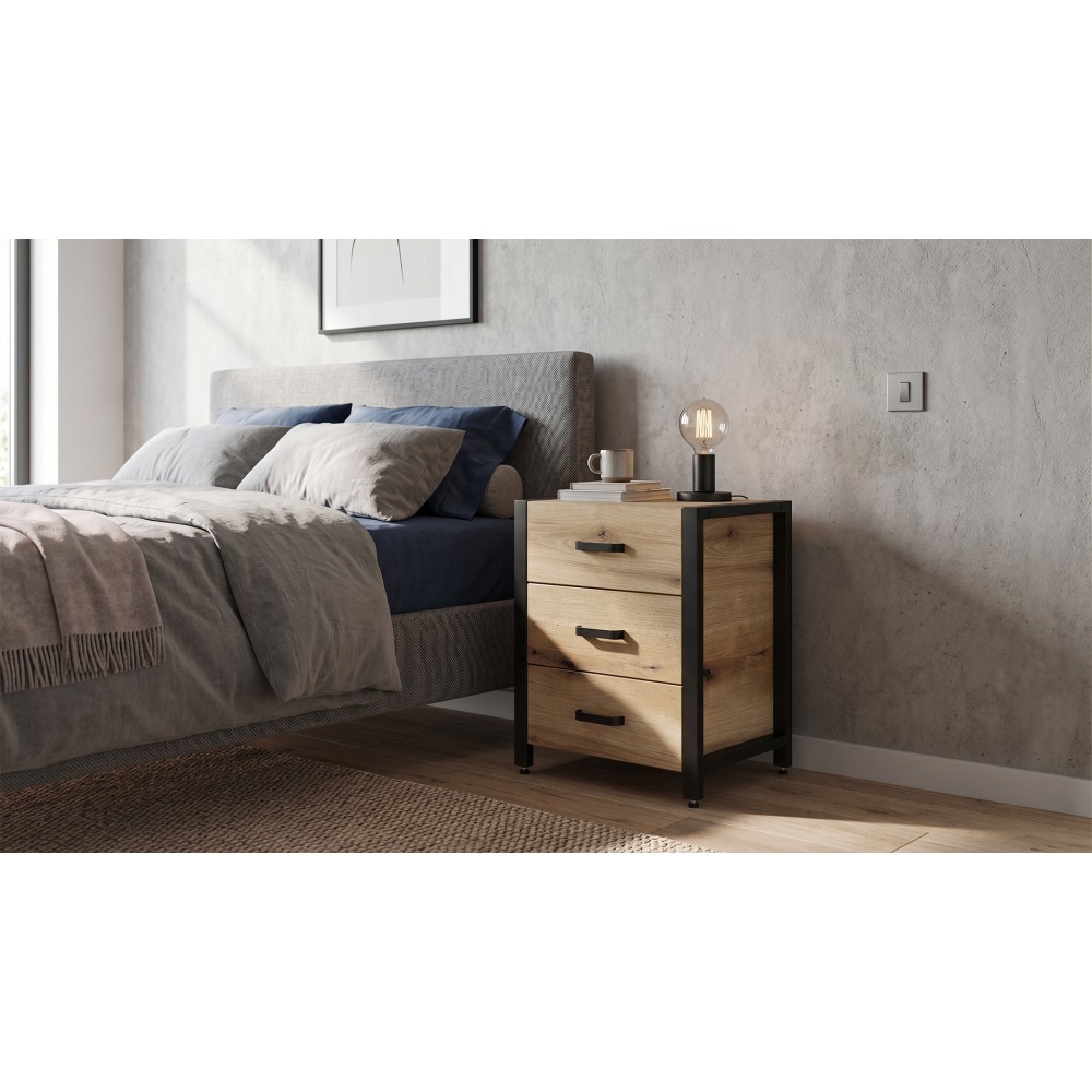 Тумба универсальная Ferrum-decor Вивьен 3 50x41x40 черный ДСП Дуб Евок Прибрежный 16мм (FRD-107744)