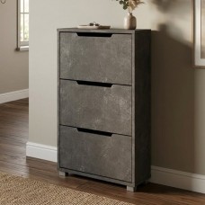 Тумба для взуття з ящиками LION ТО-2 70,4x28,2x123,4 см Бетон темний (LION-045316)