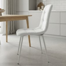Стілець PM-003 Perfect Home Sic Velluto 2 Бежевий з білими ніжками (PFH-092131)