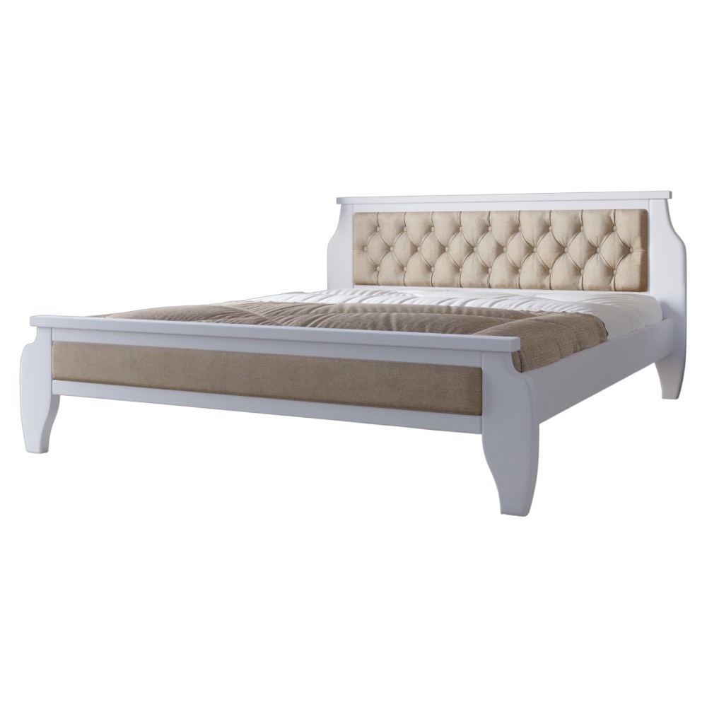 Двоспальне дерев'яне ліжко Mebigrand Ліон М3 Сіро-блакитний (S2010R80B)/Аляска 23 (Бежевий) 180х190 см (MBG-22470)