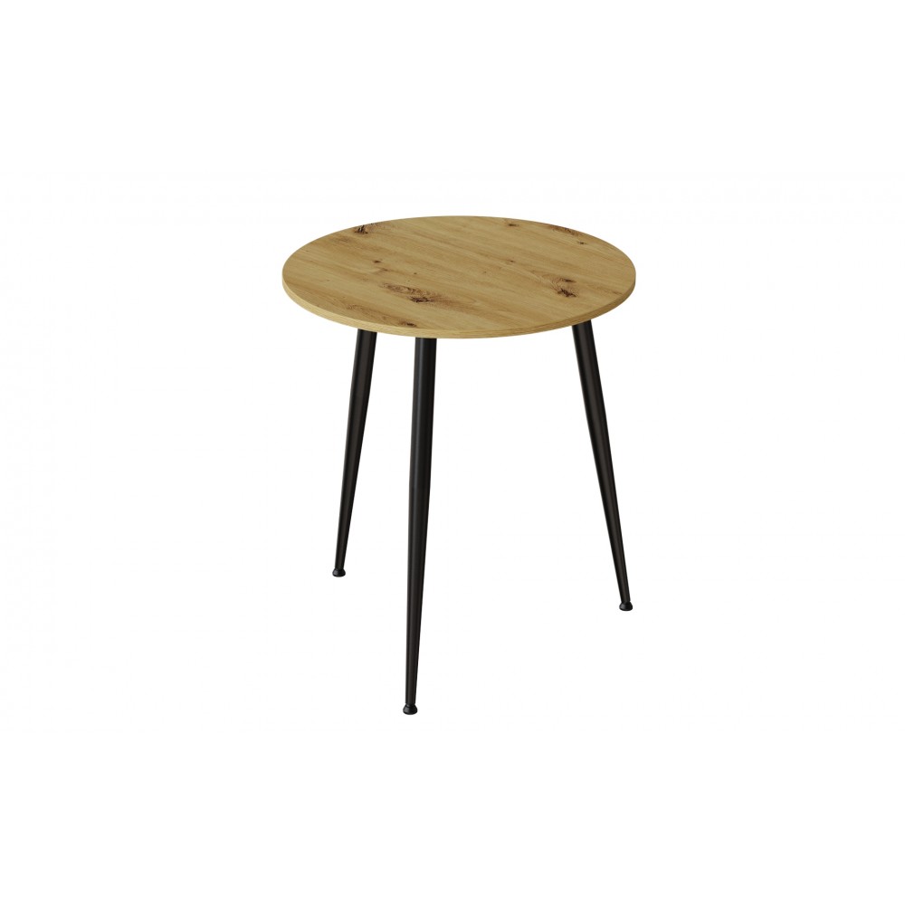 Круглий стіл OPTIMA 3 ніжки конусні Ferrum-decor 750x670x670 Чорний метал ДСП Дуб Артизан 16 мм (FRD-107445)