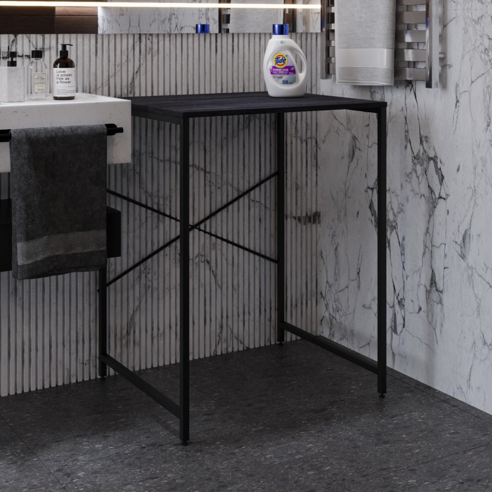 Стеллаж полка Бафрум 401 Ferrum-decor для стиральной машины 90x70,5x60,5 Черный металл ДСП Каштан Арвадонна 16 мм (FRD-107575)