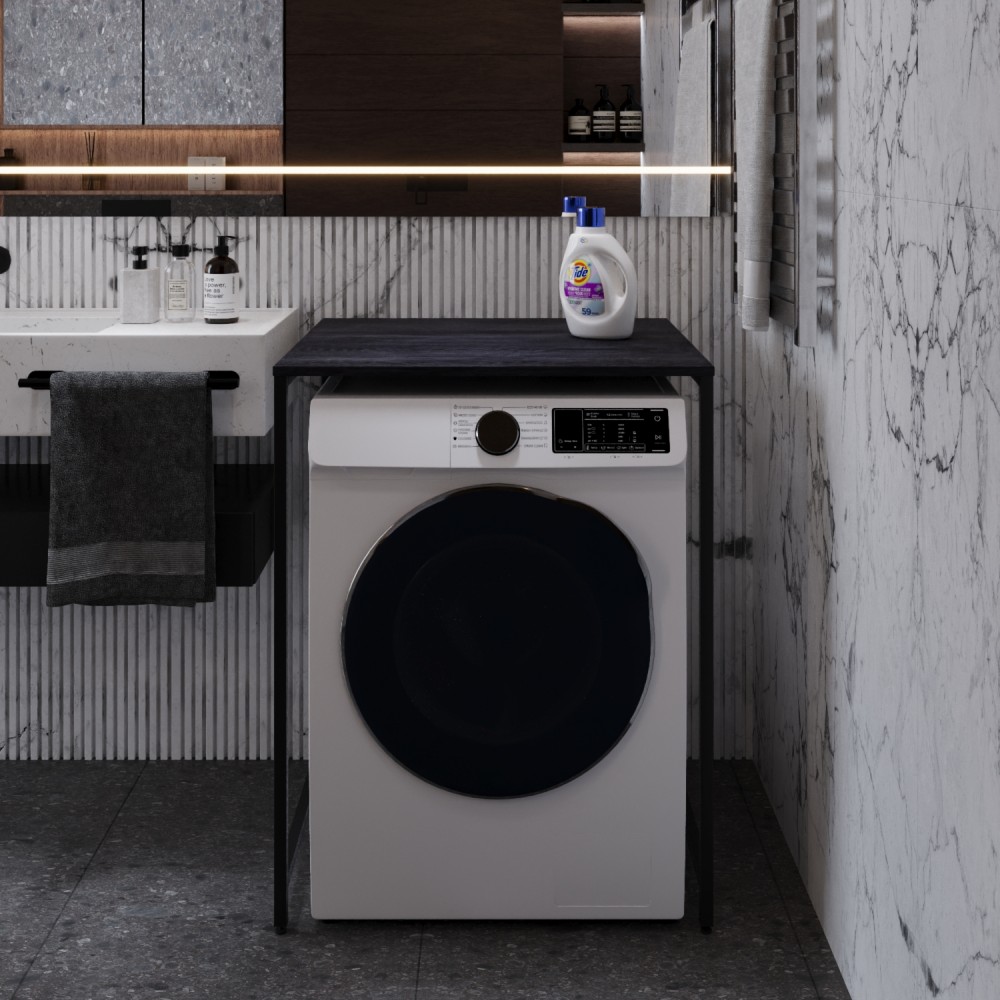 Стеллаж полка Бафрум 401 Ferrum-decor для стиральной машины 90x70,5x60,5 Черный металл ДСП Каштан Арвадонна 16 мм (FRD-107575)