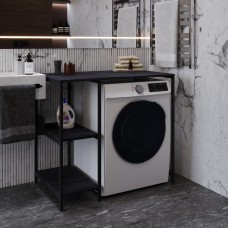 Стелаж-полиця Бафрум 405 Ferrum-decor для пральної машини 90x101x60,5 Чорний метал ДСП Каштан Арвадонна 16 мм (FRD-107615)