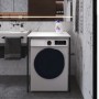 Стеллаж полка Бафрум 401 Ferrum-decor для стиральной машины 90x70,5x60,5 Черный металл ДСП Белый 16 мм (FRD-107355)