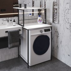 Стеллаж полка Бафрум 402 Ferrum-decor для стиральной машины 133,5x70,5x60,5 Черный металл ДСП Белый 16 мм (FRD-107365)