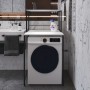 Стеллаж полка Бафрум 402 Ferrum-decor для стиральной машины 133,5x70,5x60,5 Черный металл ДСП Белый 16 мм (FRD-107365)