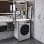 Стеллаж полка Бафрум 403 Ferrum-decor для стиральной машины 178x70,5x60,5 Черный металл ДСП Белый 16 мм (FRD-107375)