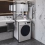 Стелаж-полиця Бафрум 404 Ferrum-decor для пральної машини 178x70,5x60,5 Чорний метал ДСП Білий 16 мм (FRD-107385)