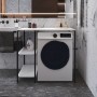 Стелаж-полиця Бафрум 405 Ferrum-decor для пральної машини 90x101x60,5 Чорний метал ДСП Білий 16 мм (FRD-107395)