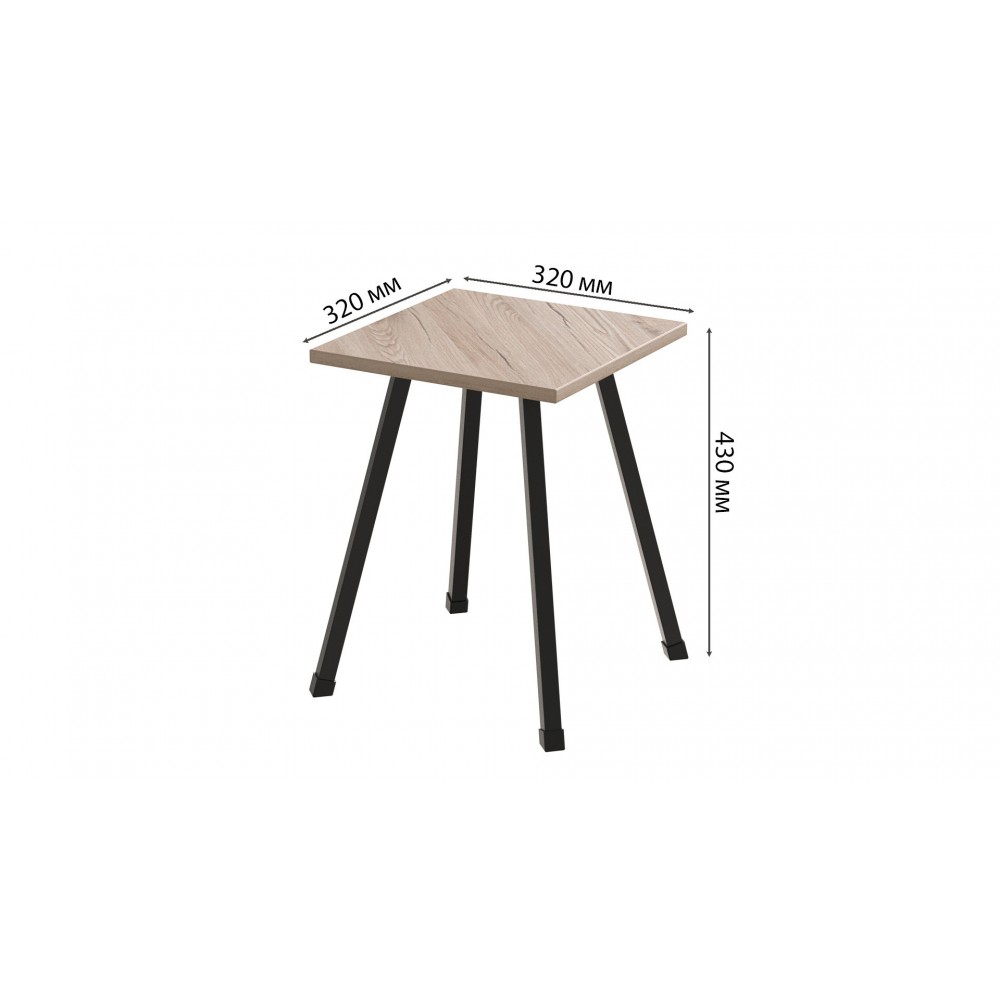 Табурет Ferrum-decor 430x320x320 Черный металл ДСП Дуб Сан-Марино 16 мм (FRD-106915)