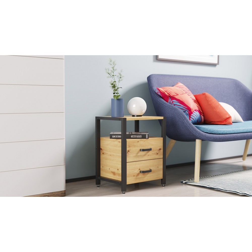 Тумба универсальная Ferrum-decor Вивьен 2/2 50x41x40 черный ДСП Дуб Артизан 16мм (FRD-106865)