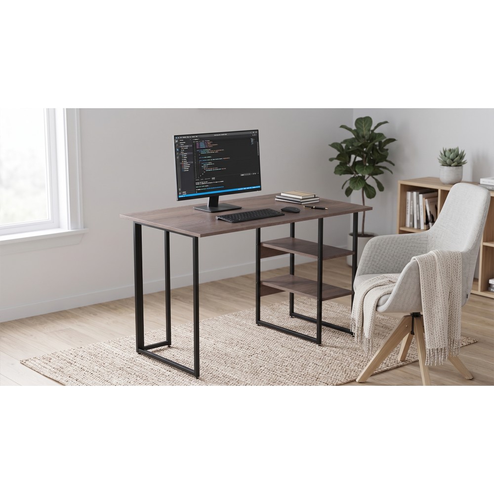 Стол письменный Кевин Ferrum-decor 75x120x60 Черный металл ДСП Дуб Кремона Канолло 16 мм (FRD-108015)