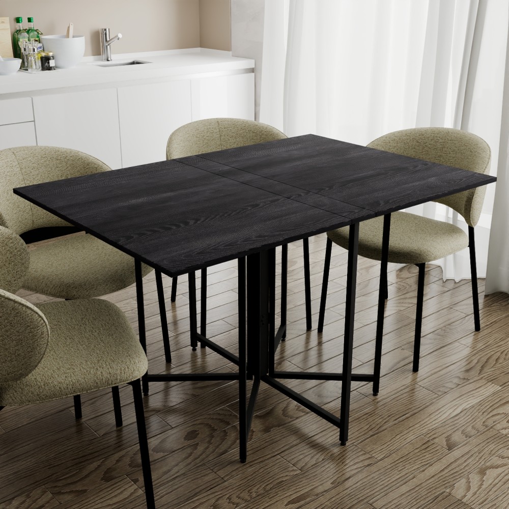 Розкладний стіл-трансформер книжка Моріс 3 Ferrum-decor 75x130x90 Чорний метал ДСП Каштан Арвадонна 16 мм (FRD-107505)