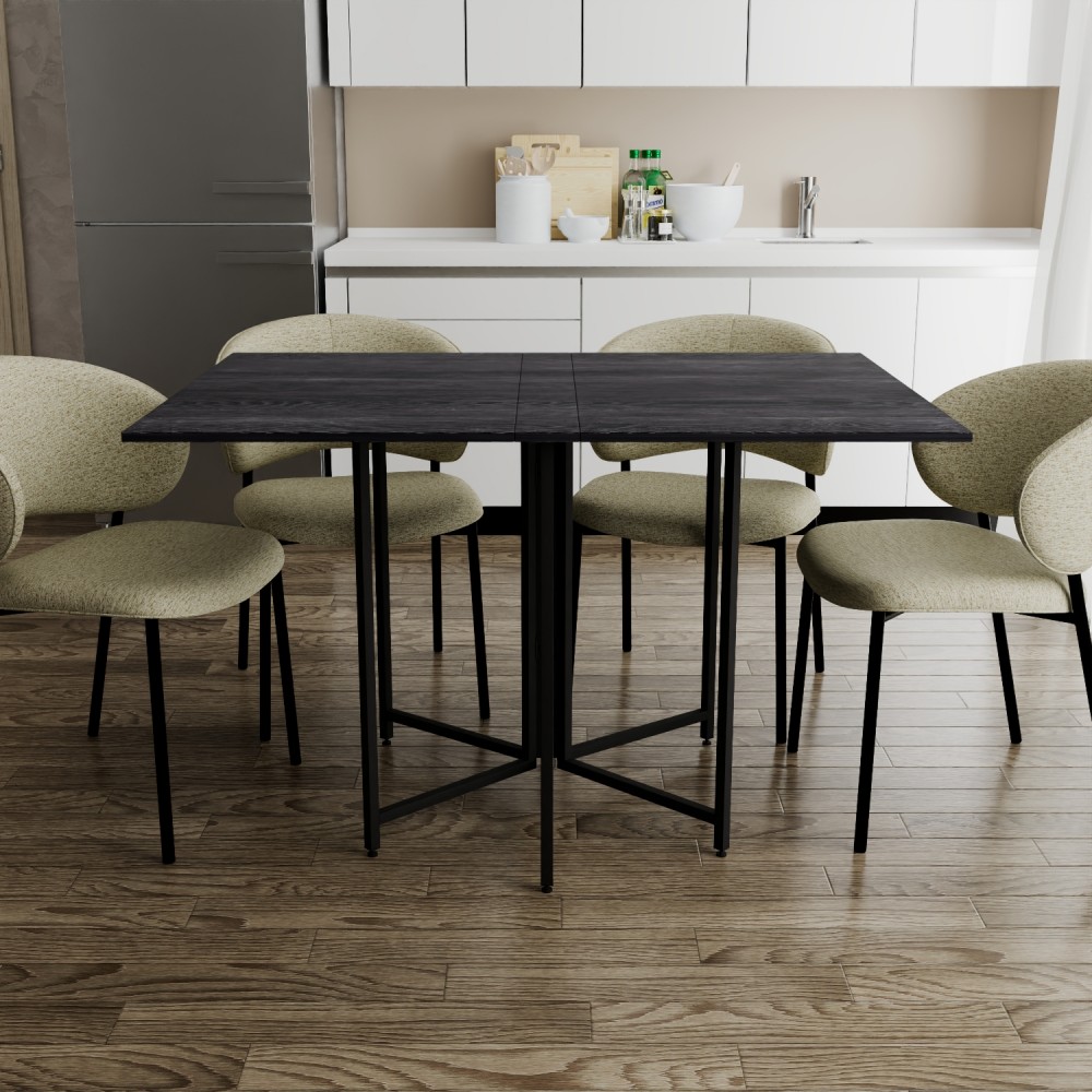 Розкладний стіл-трансформер книжка Моріс 3 Ferrum-decor 75x130x90 Чорний метал ДСП Каштан Арвадонна 16 мм (FRD-107505)